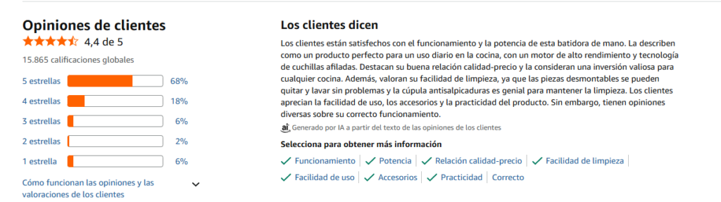 Opiniones de usuarios sobre la batidora de mano Moulinex Quickchef 1000W